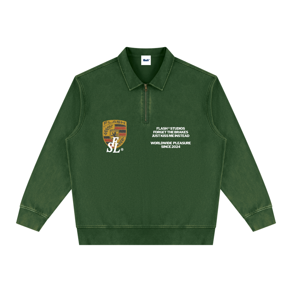 No Brakes Green Quarter Zip